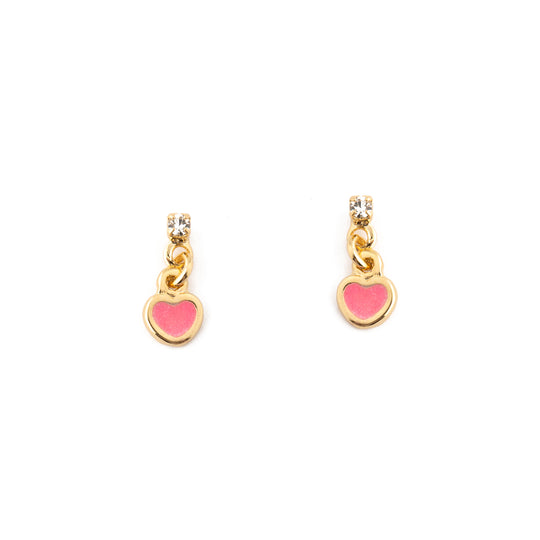 Pink Heart Dangle Earrings