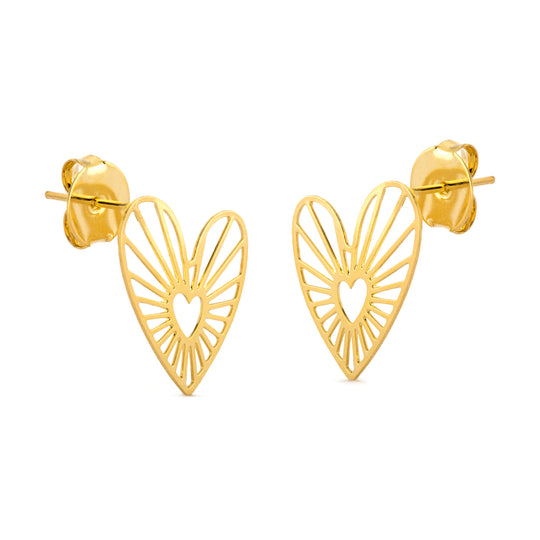 Open Heart Stud Earrings