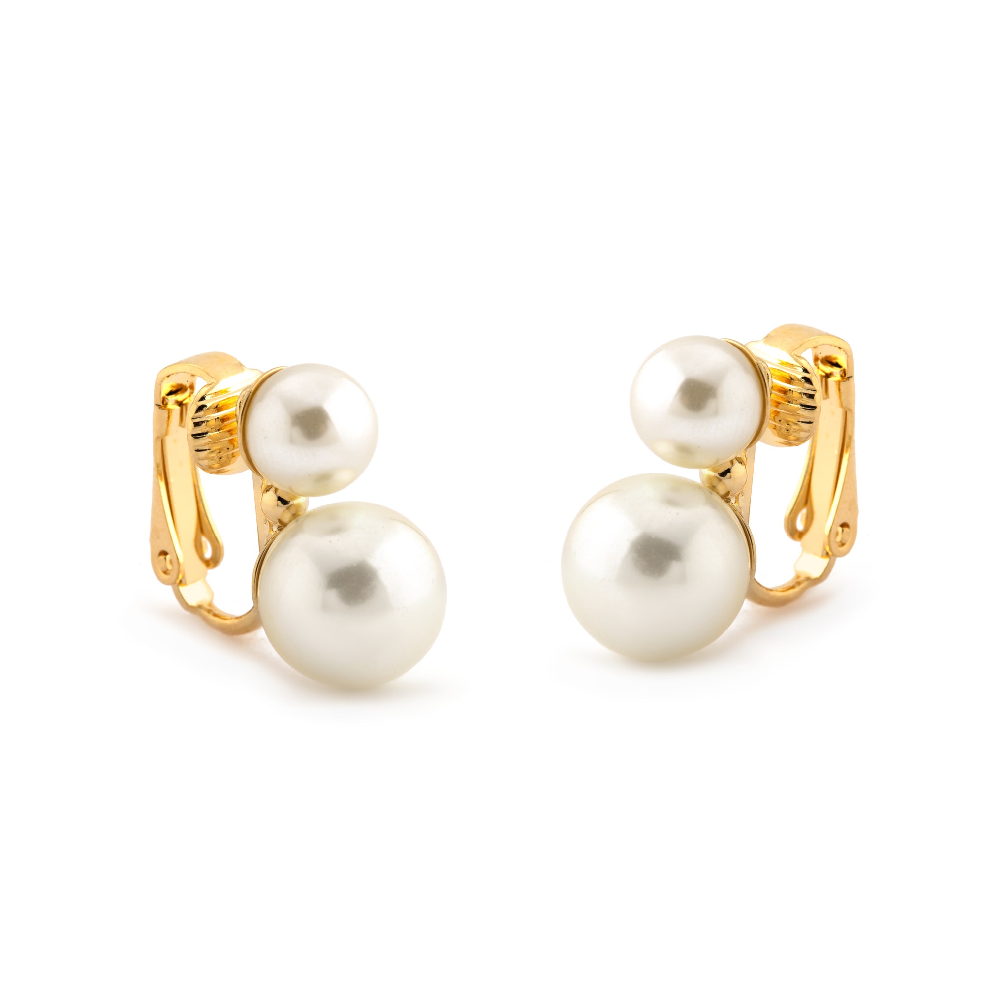 Double Pearl Clip-On Earrings