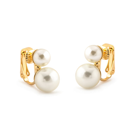 Double Pearl Clip-On Earrings