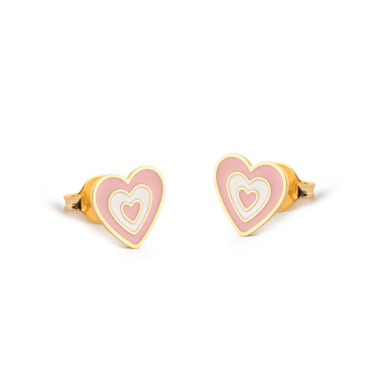 Pink Heart Studs