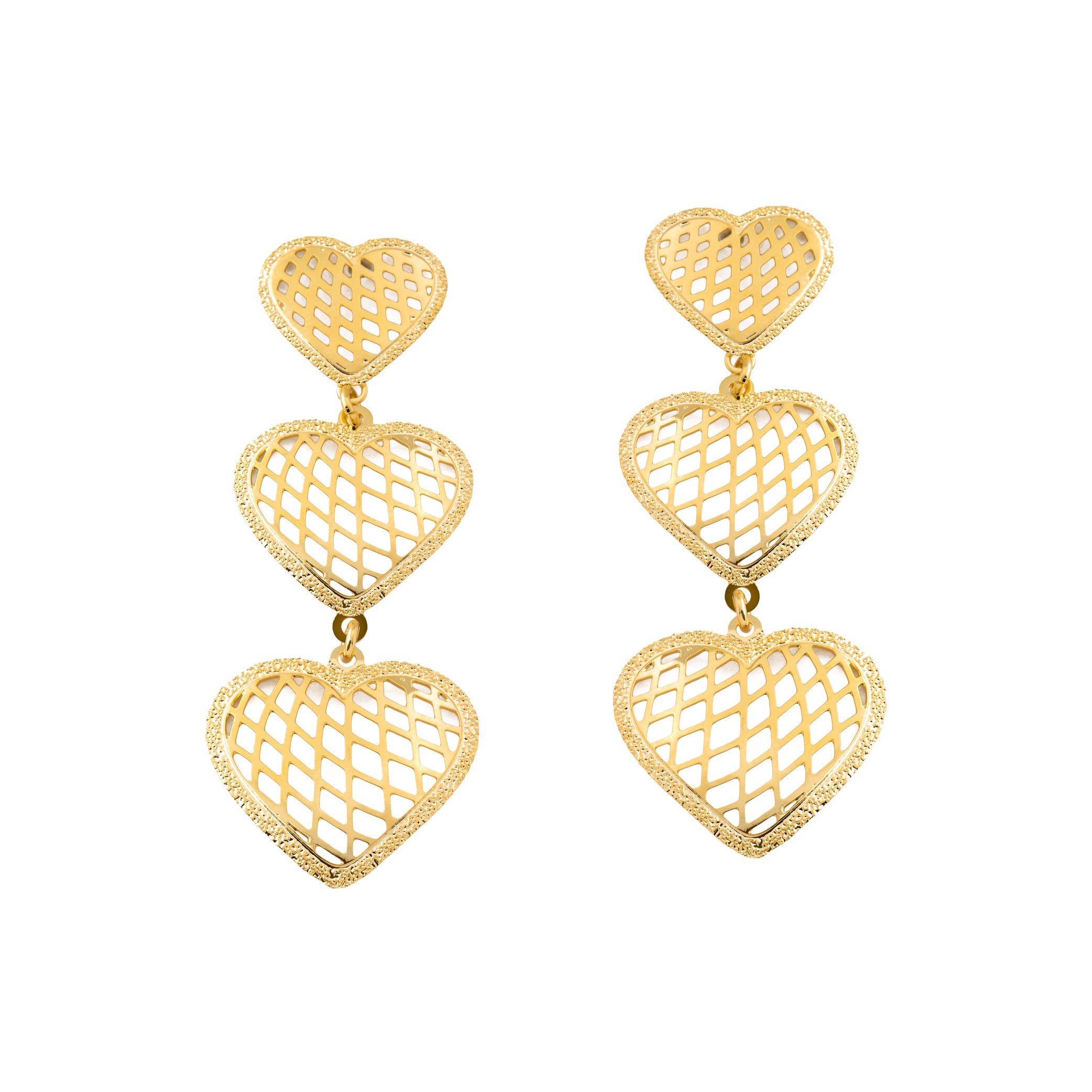 Triple Heart Earrings