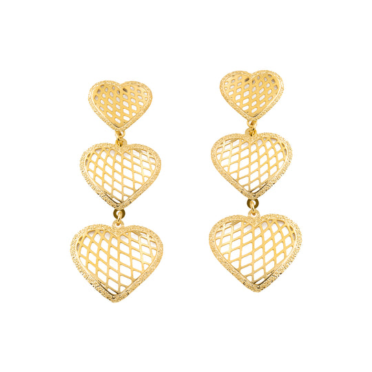 Triple Heart Earrings