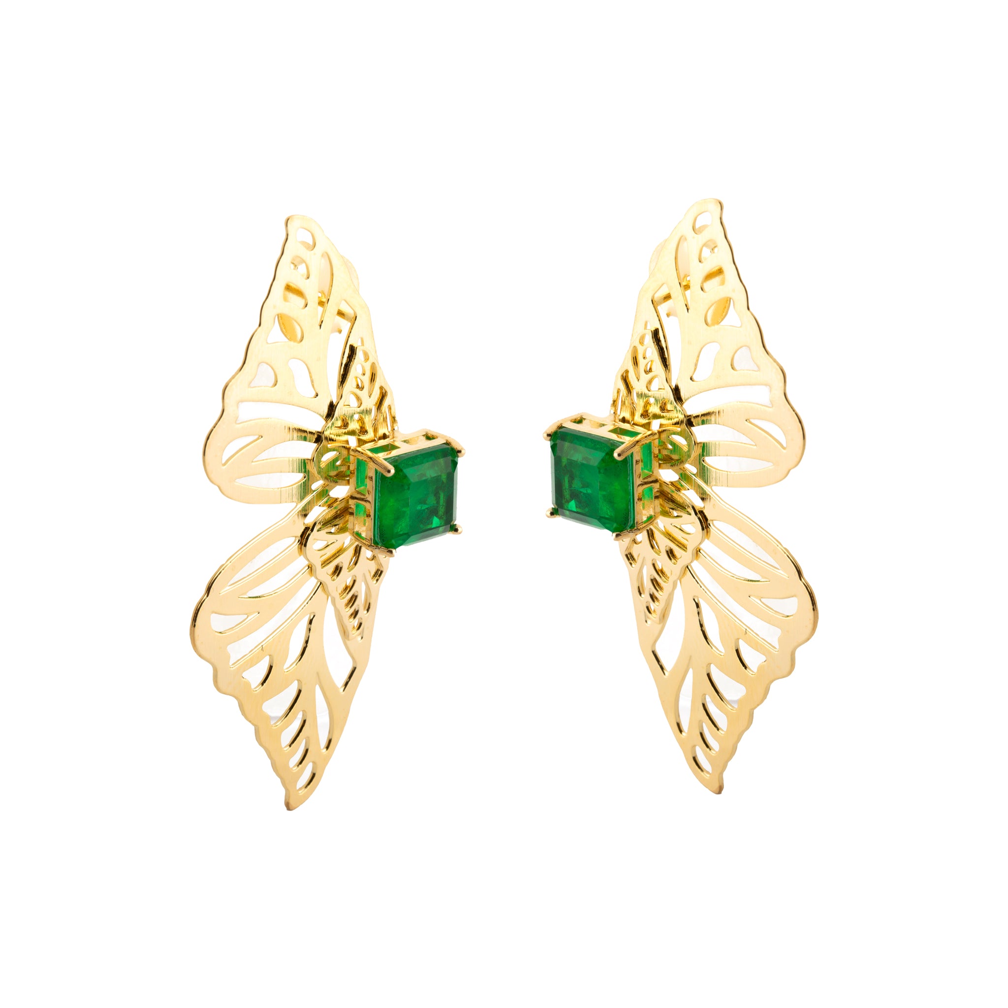 Emerald Butterfly Earrings