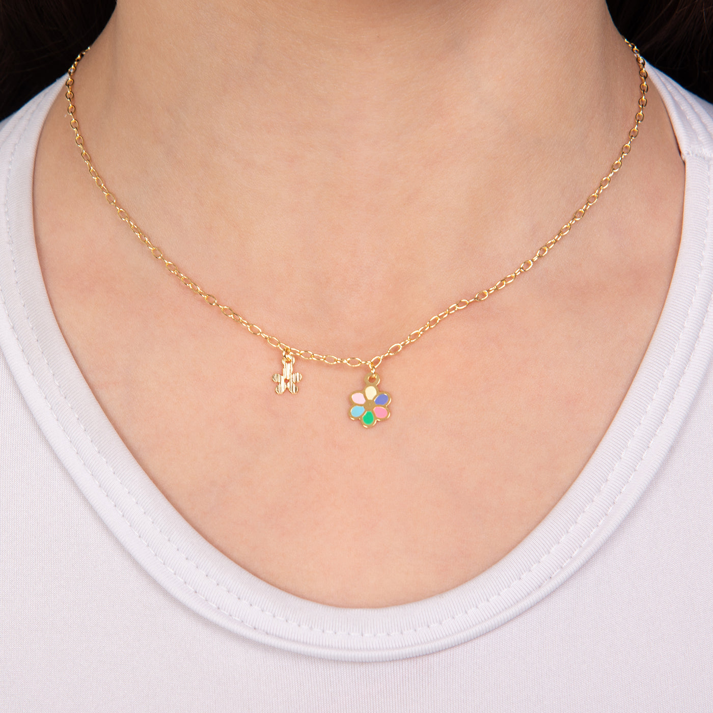 Colorful Flower Pendant Necklace