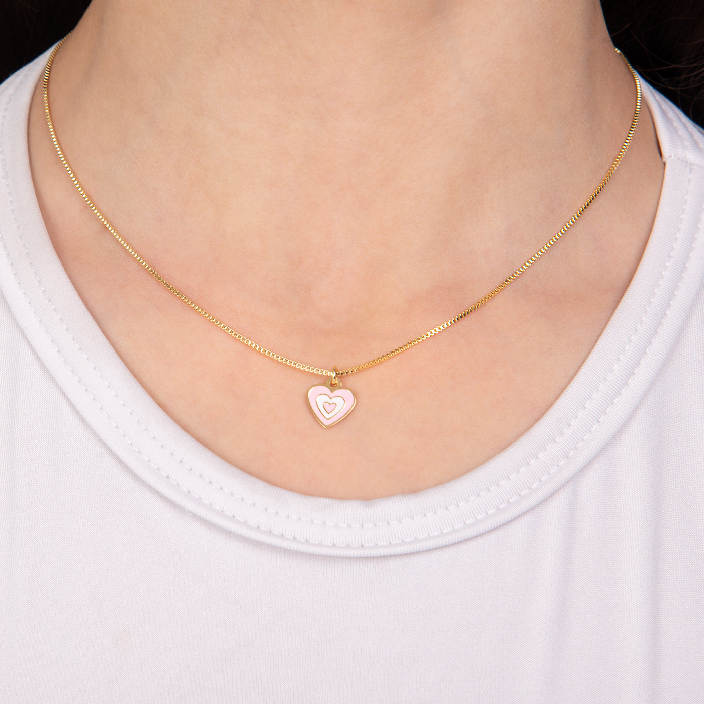 Pink Heart Charm Necklace