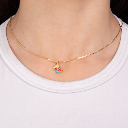 Blue & Pink Butterfly Charm Necklace