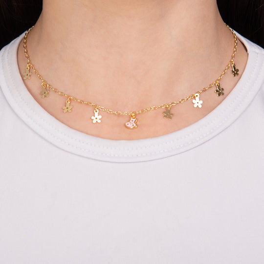 Elegant Dress and Flowers Necklace