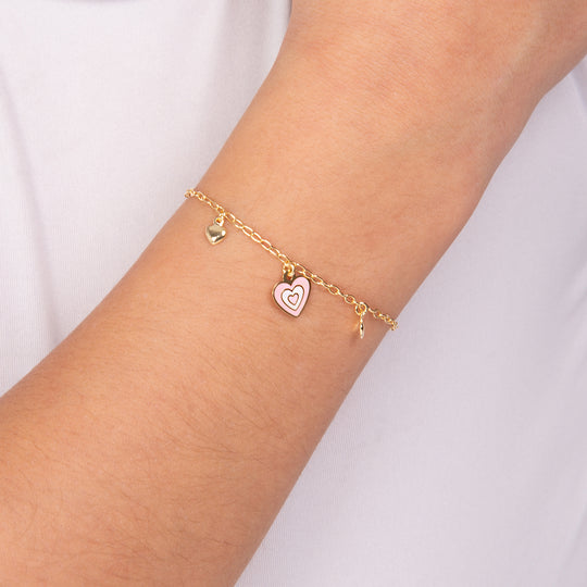 Pink Heart Charm Bracelet