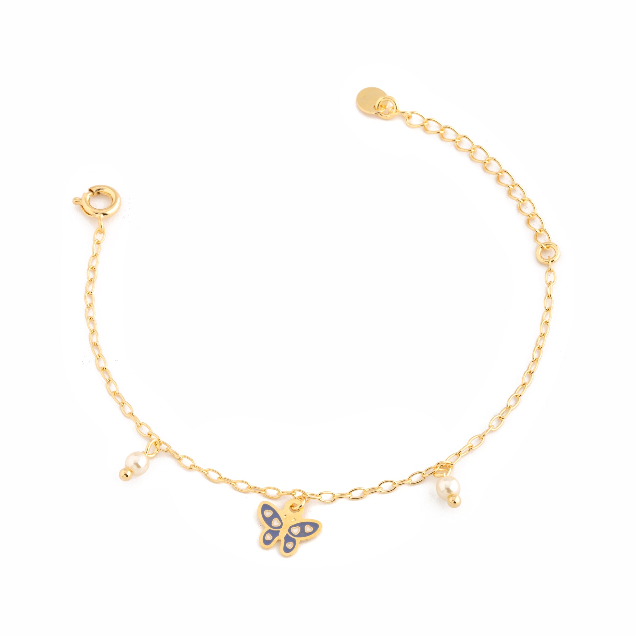 Butterfly and Pearl Pendant Bracelet