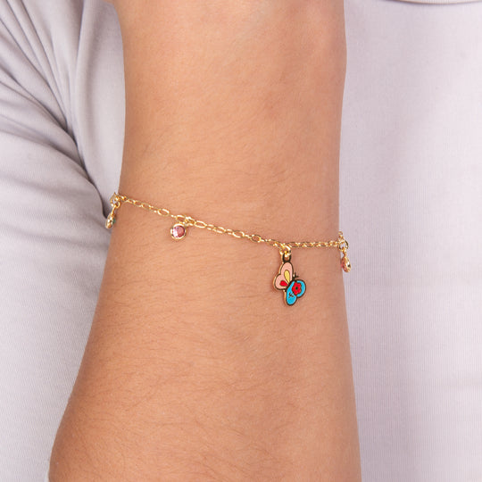 Blue & Pink Butterfly Charm Bracelet