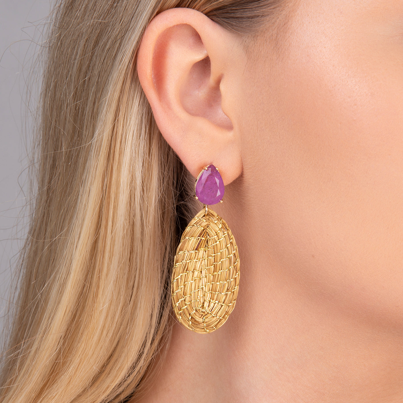 Amethyst Capim Dourado Earrings