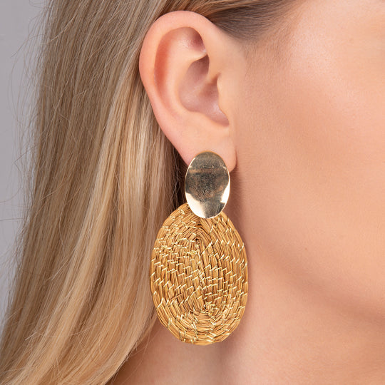 Oval Capim Dourado Earrings