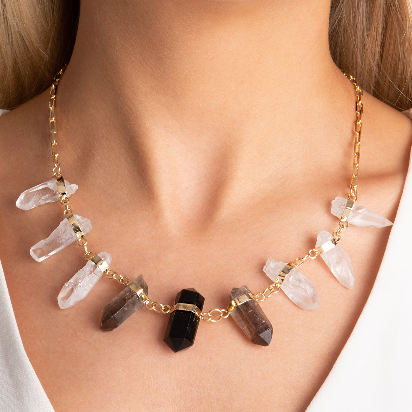 Black and White Quartz Necklace