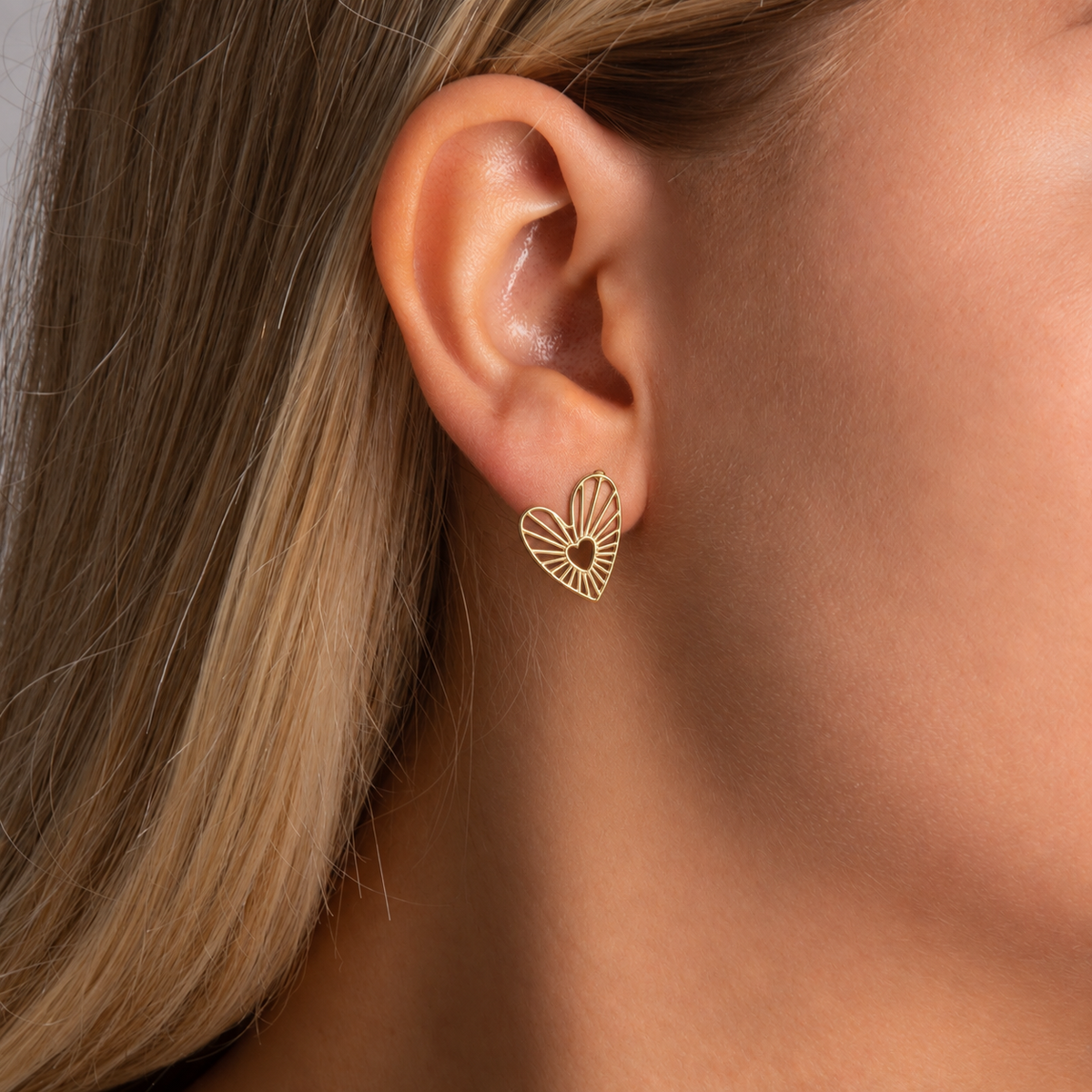 Small Asymmetrical Heart Earrings